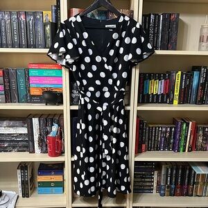 Shelby & Palmer Black and White Polka Dot Midi Dress